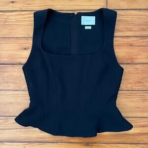 Aritizia Wilfred Peplum Top Rhodora Bustier Crepette Black Square Neck Medium